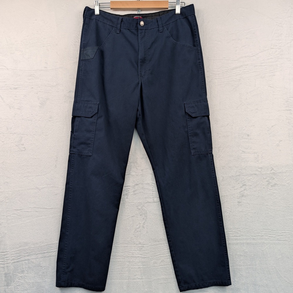Wrangler Cargo Pants Men's 36x34 Navy Blue Straight High Rise Workwear Utility